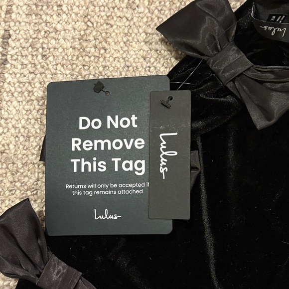 Lulu's Elegant Black Mini Dress with Bow Details - Picture 3 of 3